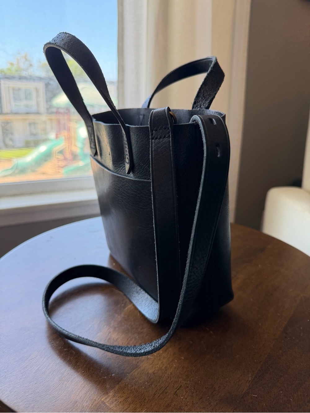 Madewell Transport Crossbody Tote Bag - Black Leather